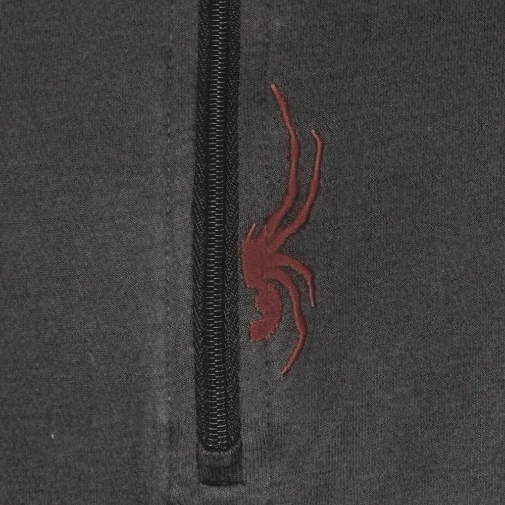 Spyder Men's Large Gray Quarter Zip Pullover Red Logo Ski Activewear Performance